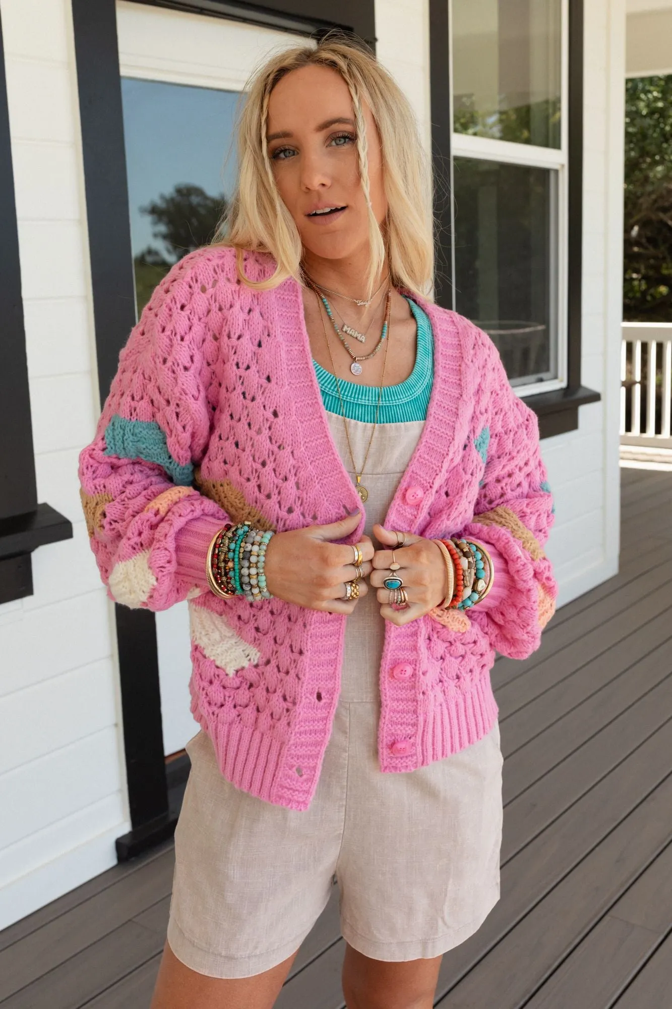 Cotton Candy Clouds Cardigan - Pink