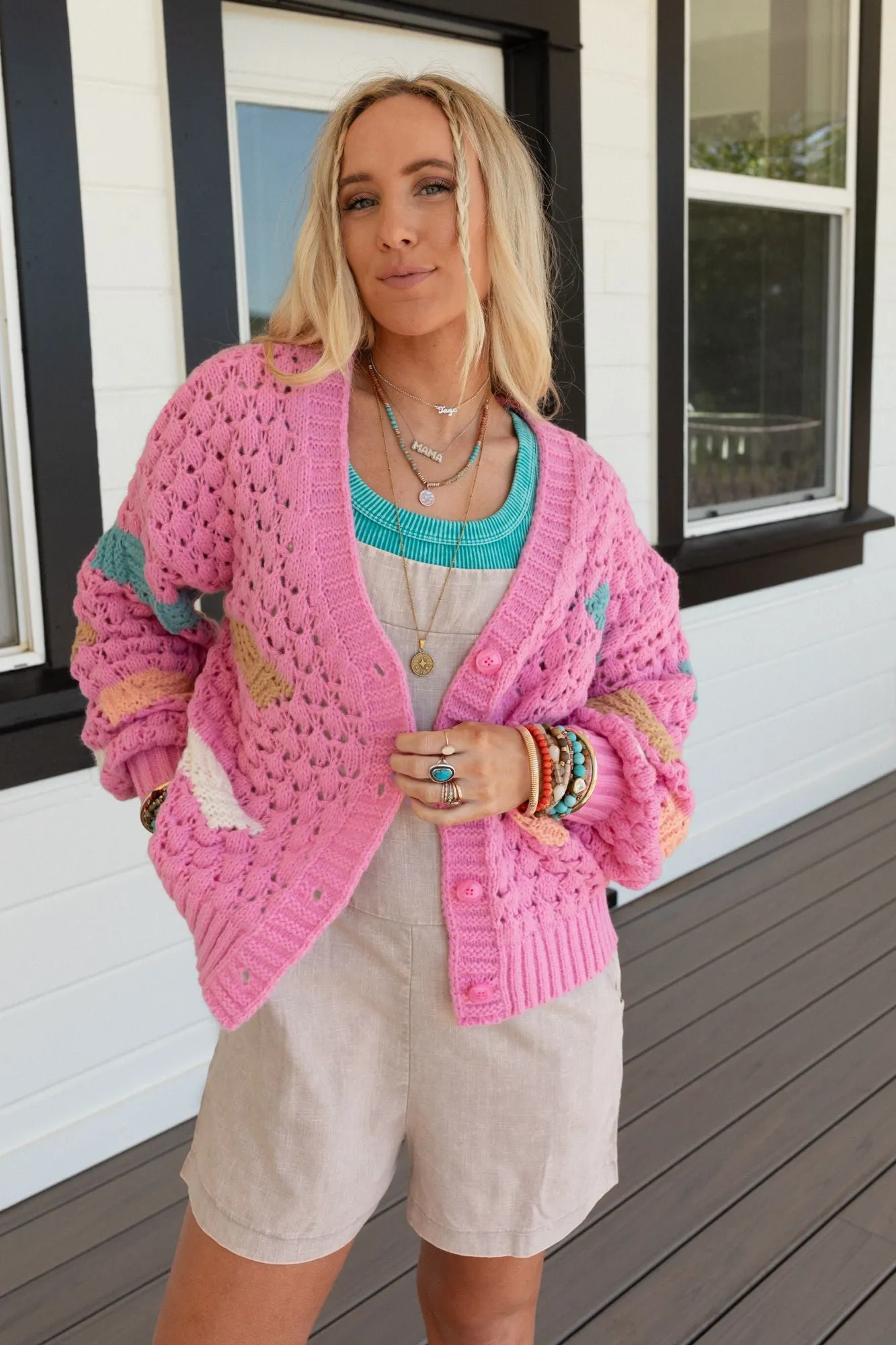 Cotton Candy Clouds Cardigan - Pink