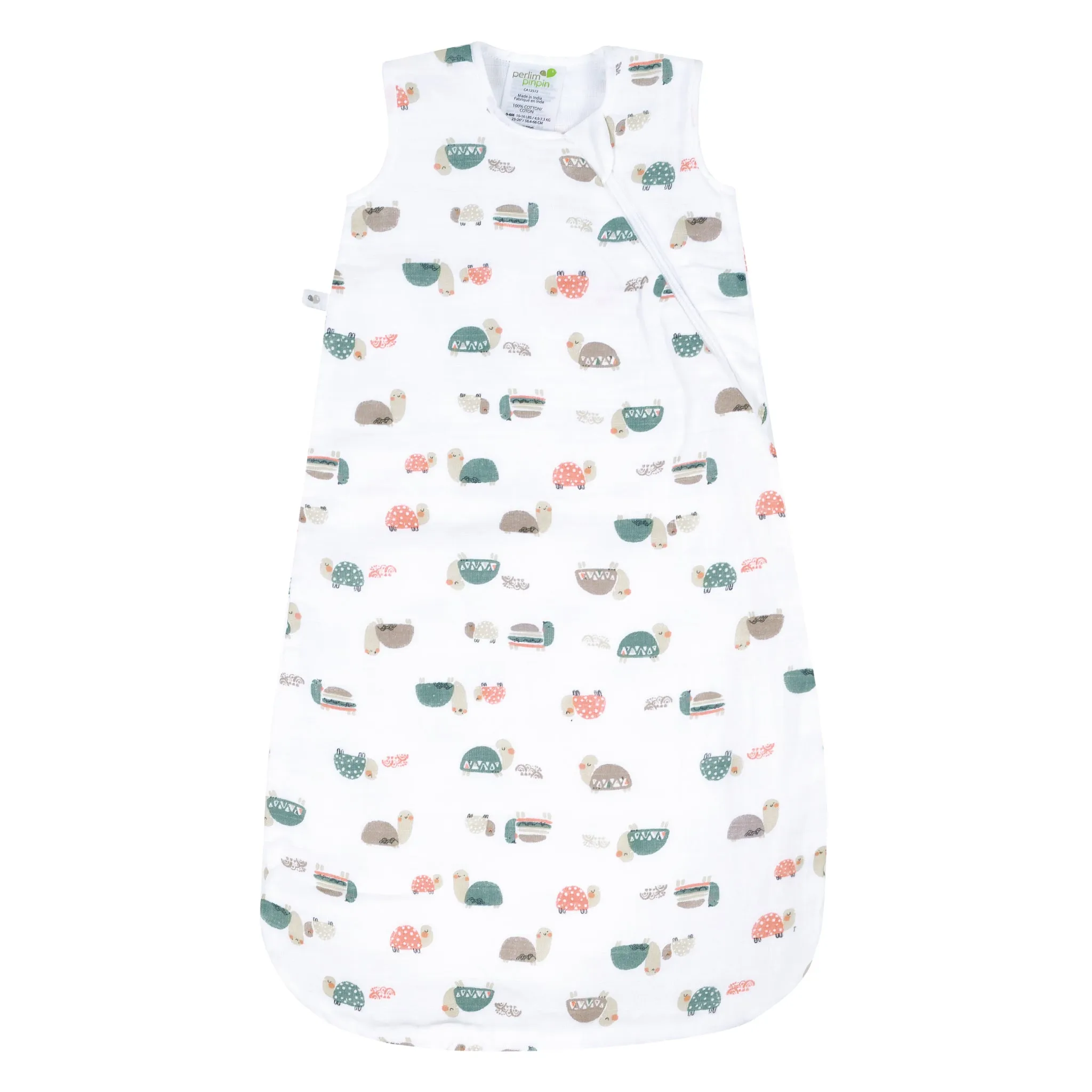 Cotton muslin sleep sack - Turtles  (0.7 tog)