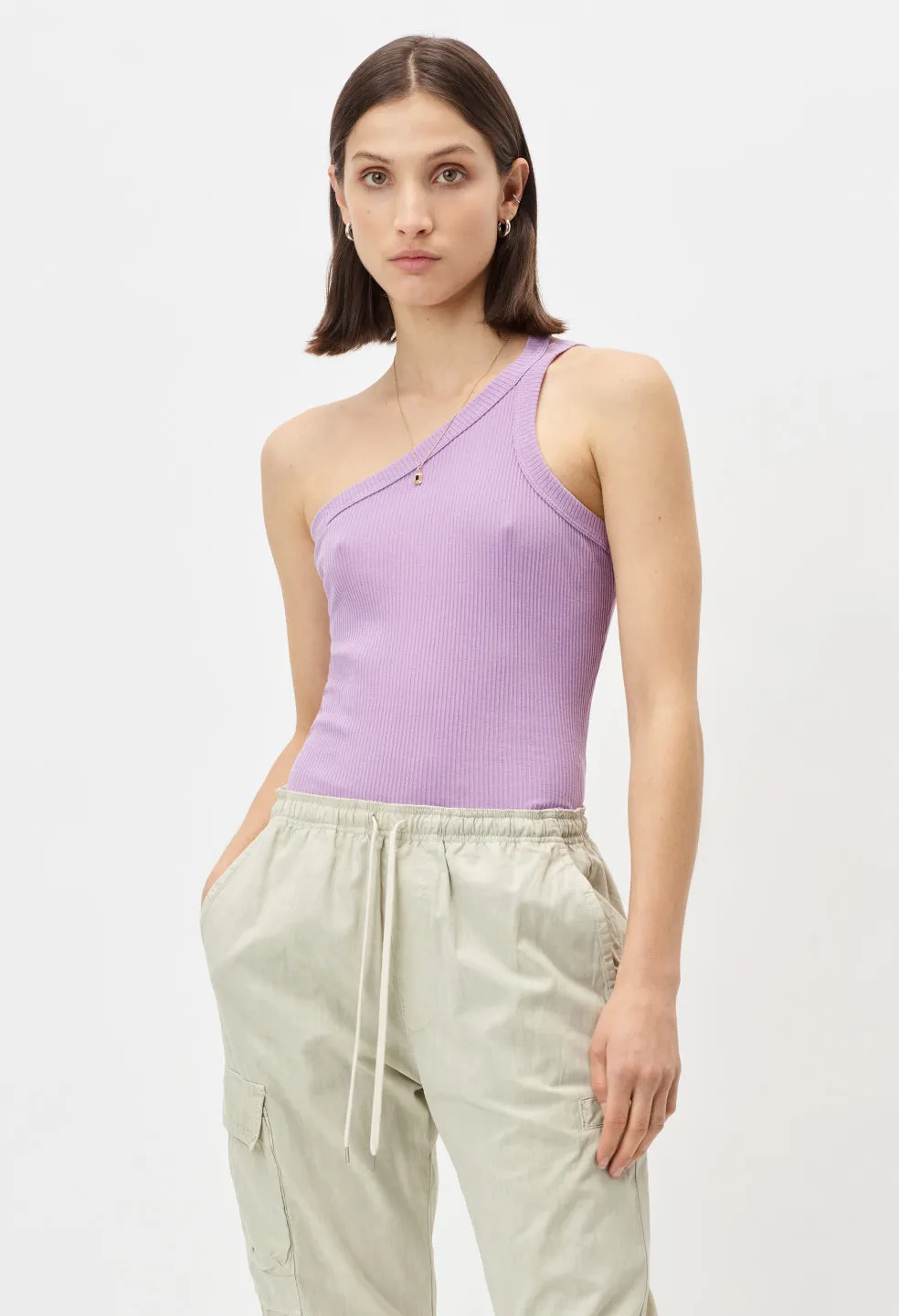 Cotton Rib Asymmetrical Tank / Planet