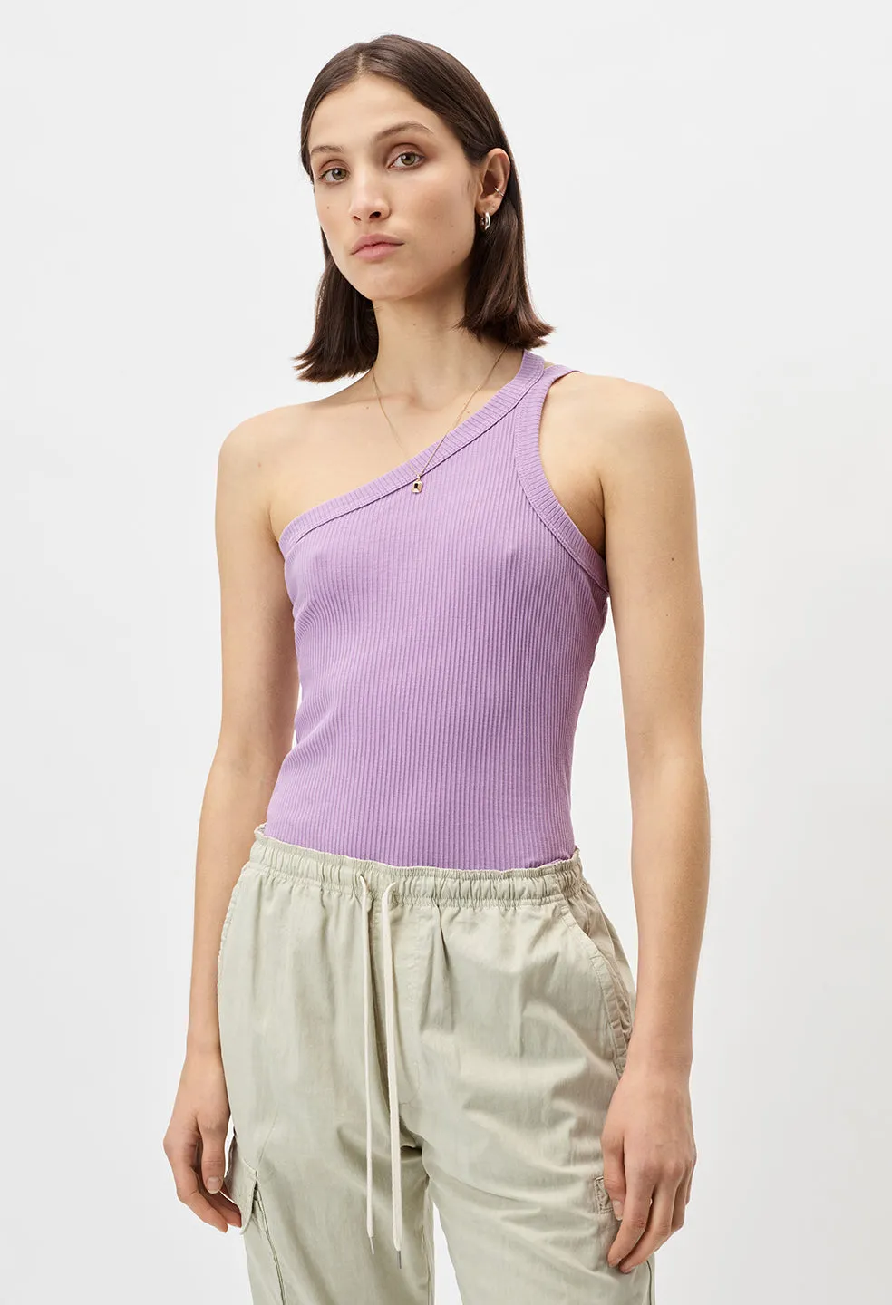 Cotton Rib Asymmetrical Tank / Planet