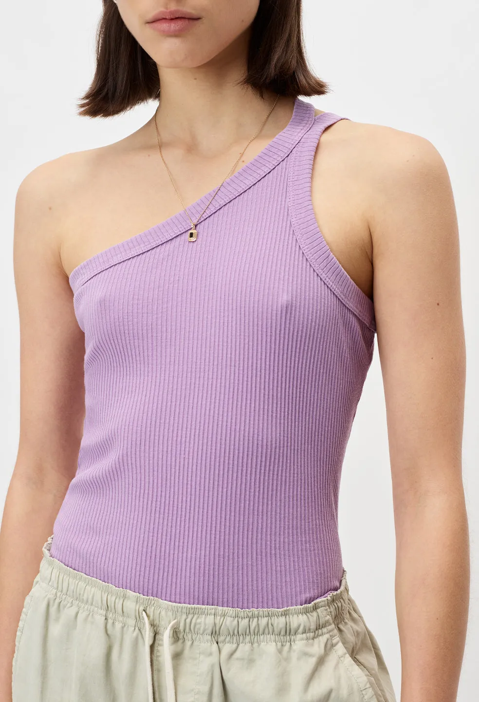 Cotton Rib Asymmetrical Tank / Planet