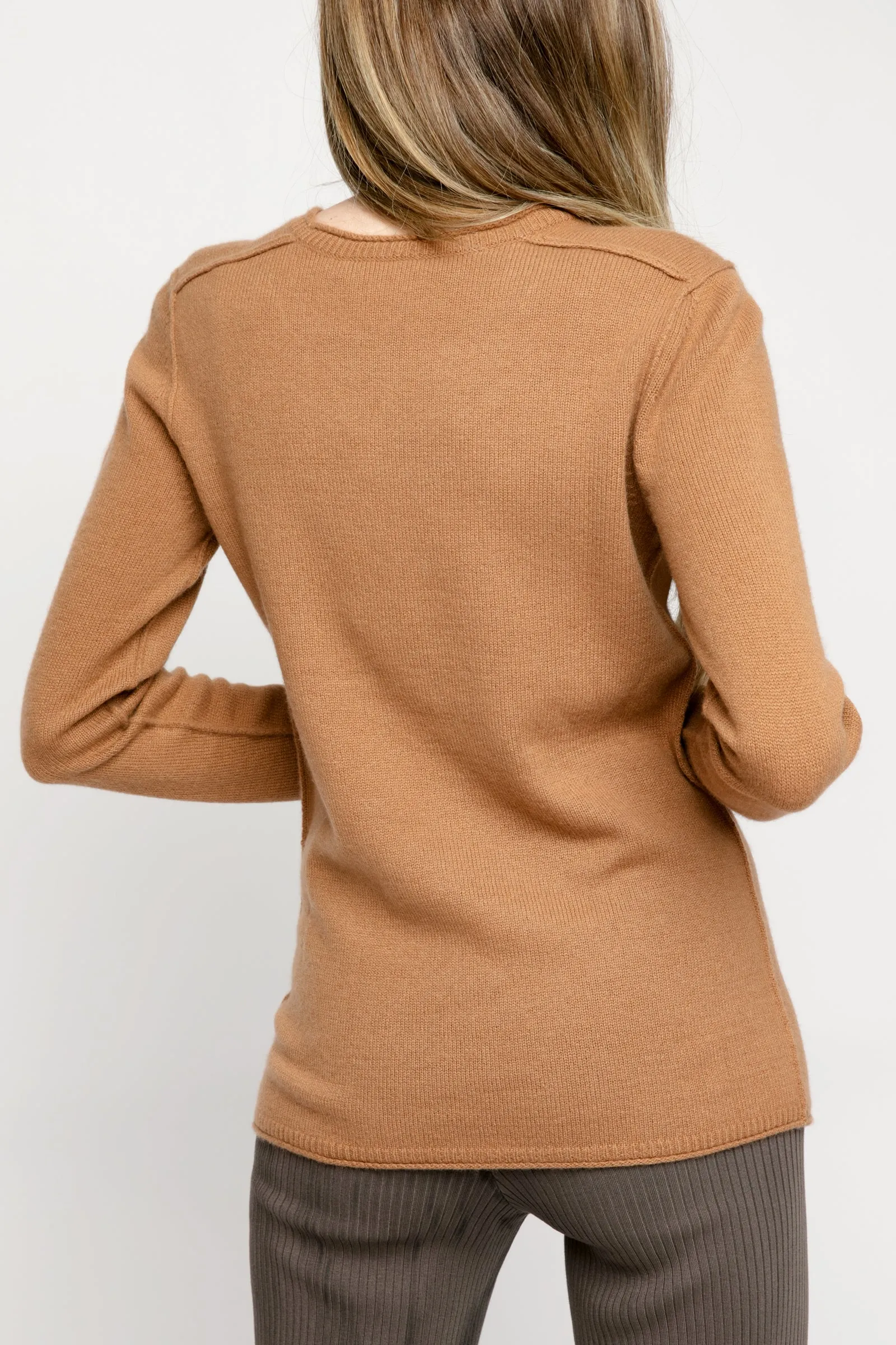 Cozy Luxe Baby Cashmere Crew in Camel