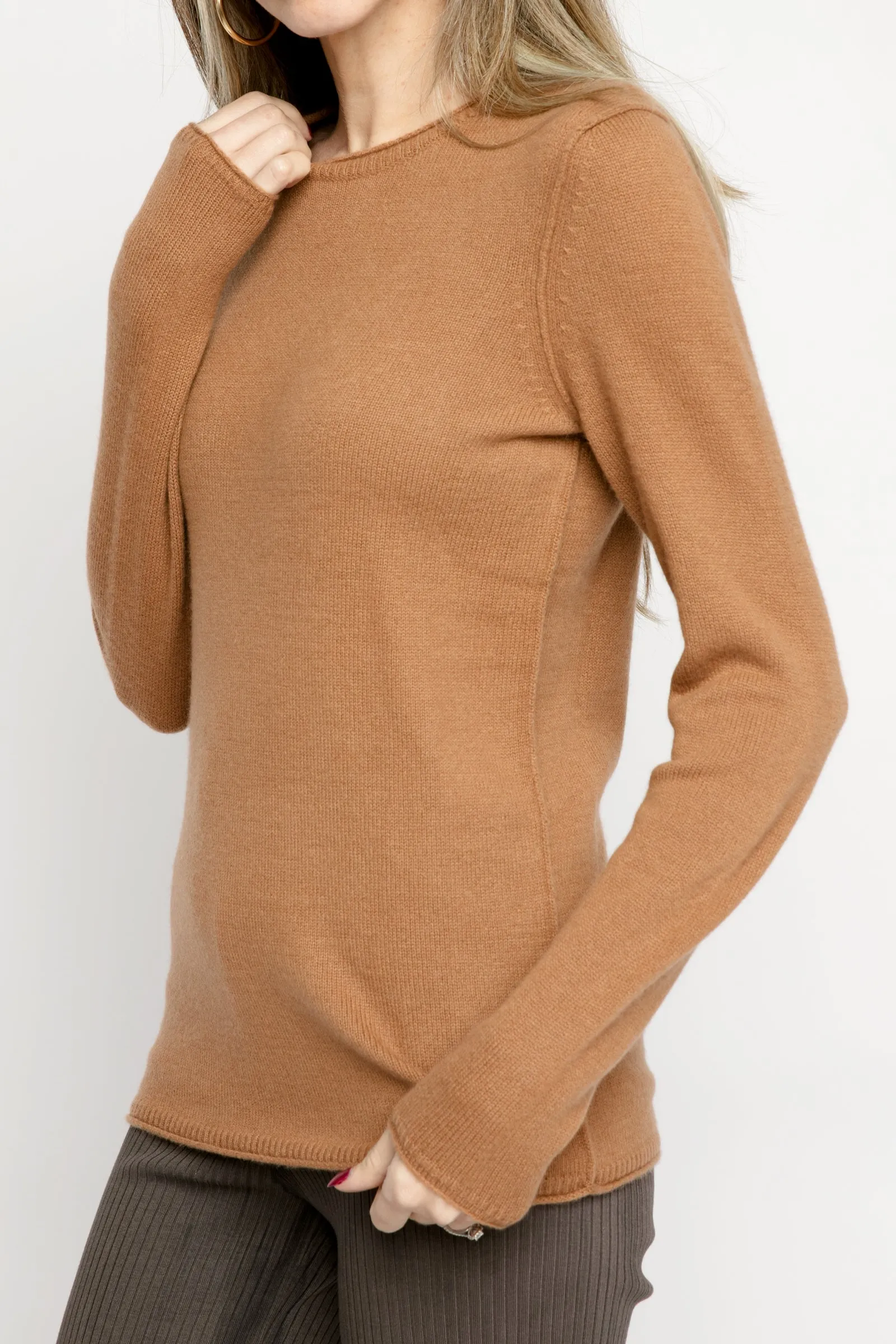 Cozy Luxe Baby Cashmere Crew in Camel