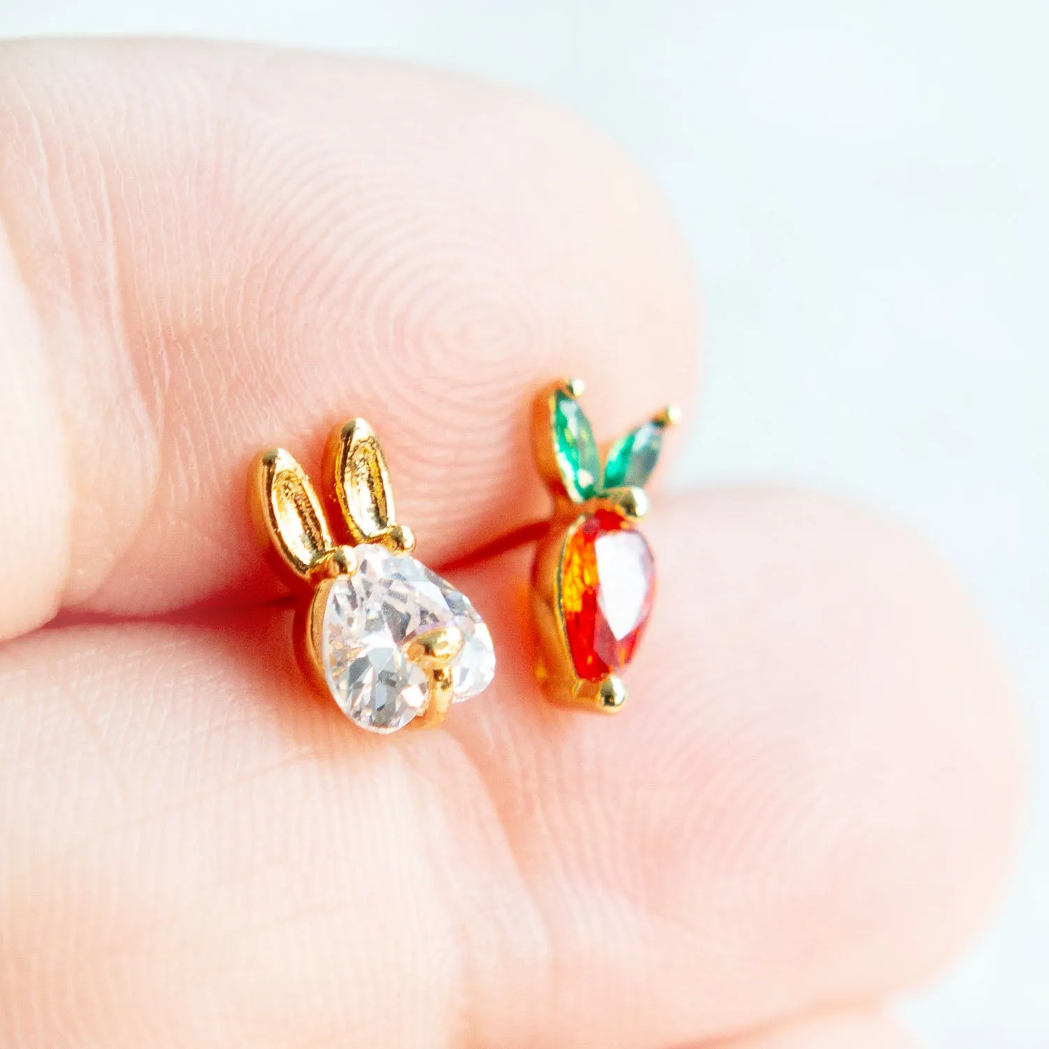 CZ Rabbit and Carrot Earrings