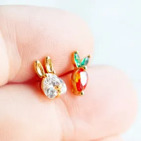 CZ Rabbit and Carrot Earrings