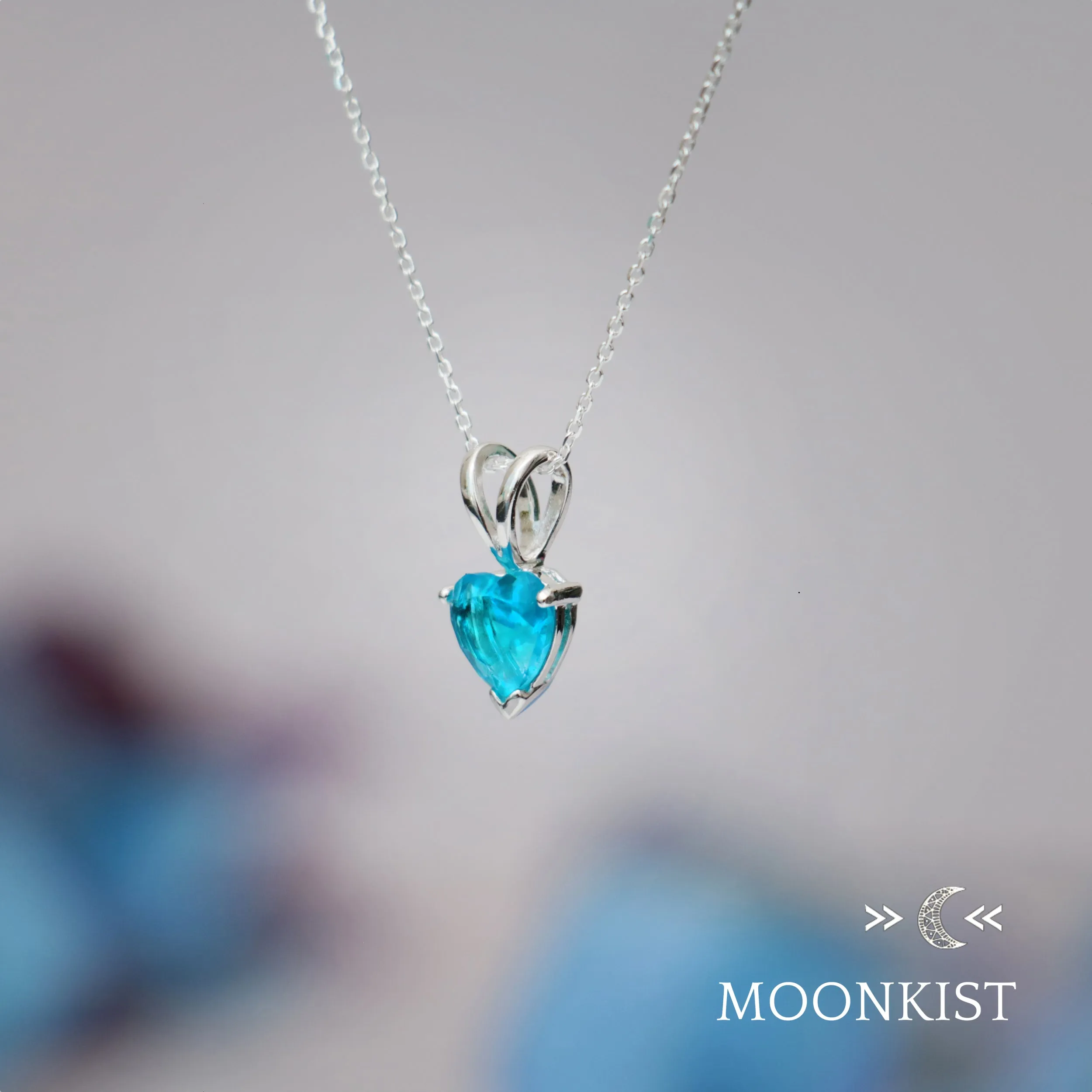 Dainty Blue Topaz CZ Heart Necklace | Moonkist Designs