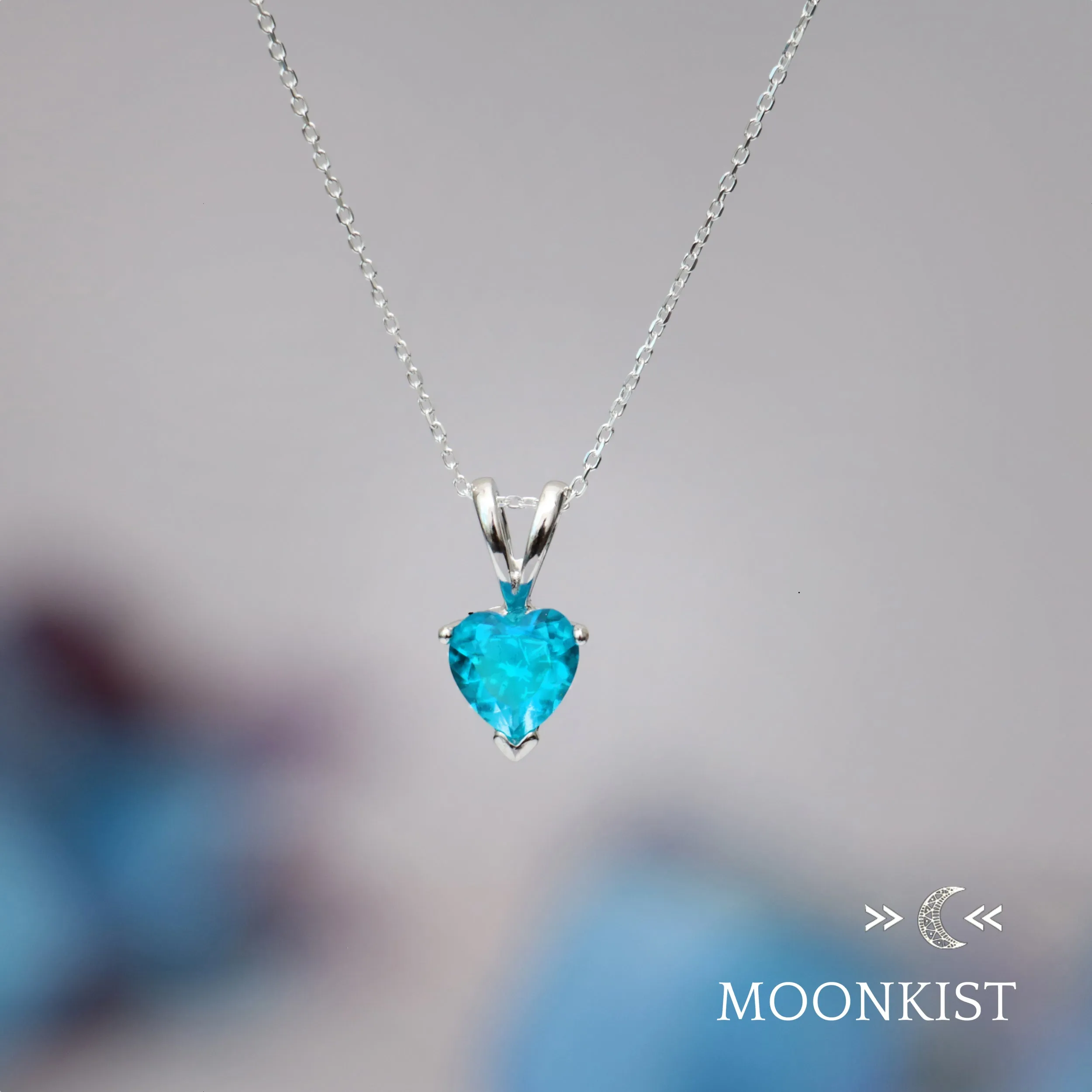 Dainty Blue Topaz CZ Heart Necklace | Moonkist Designs