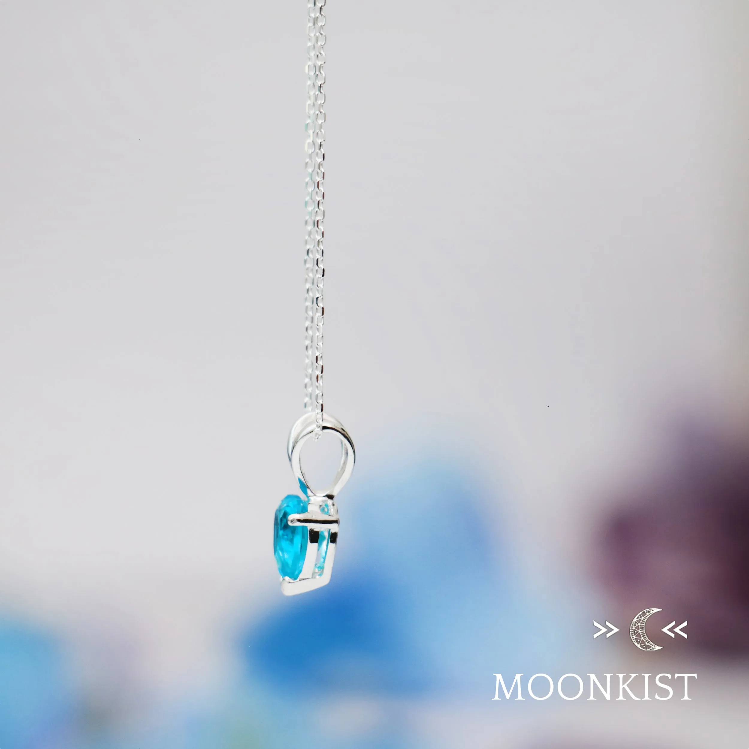 Dainty Blue Topaz CZ Heart Necklace | Moonkist Designs