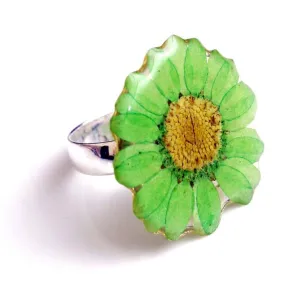 Daisy Flower Ring Silver Plated Small