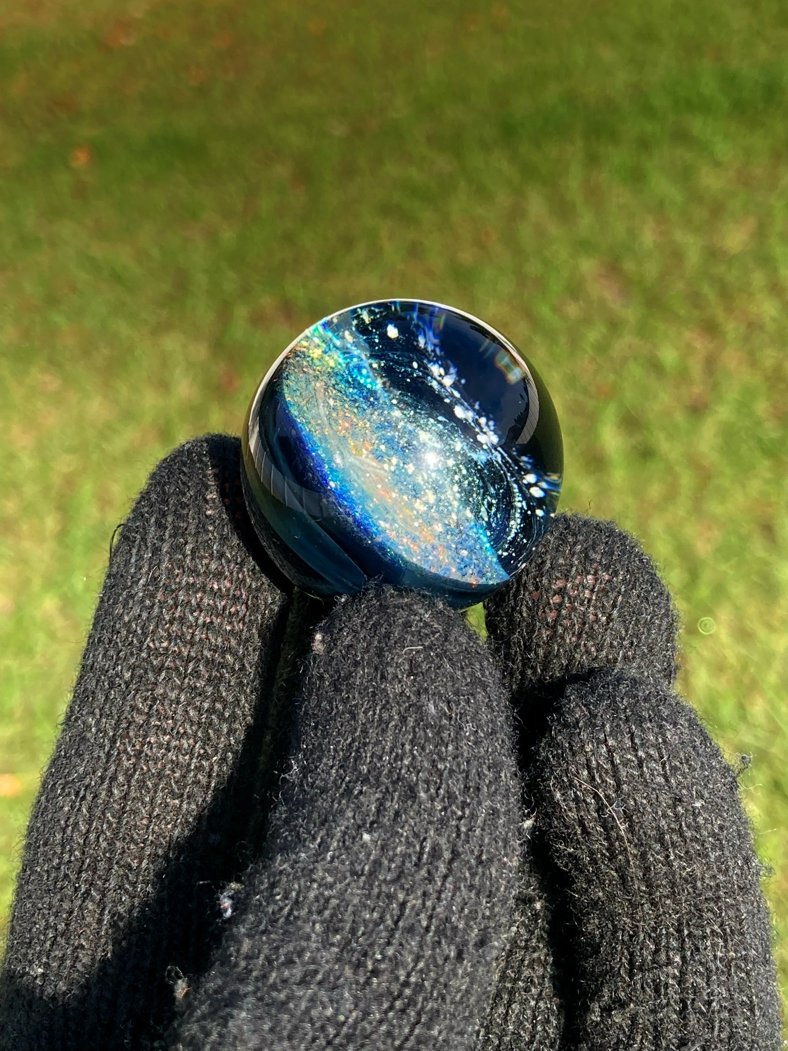 Dichroic Rainbow Marble with Cremains