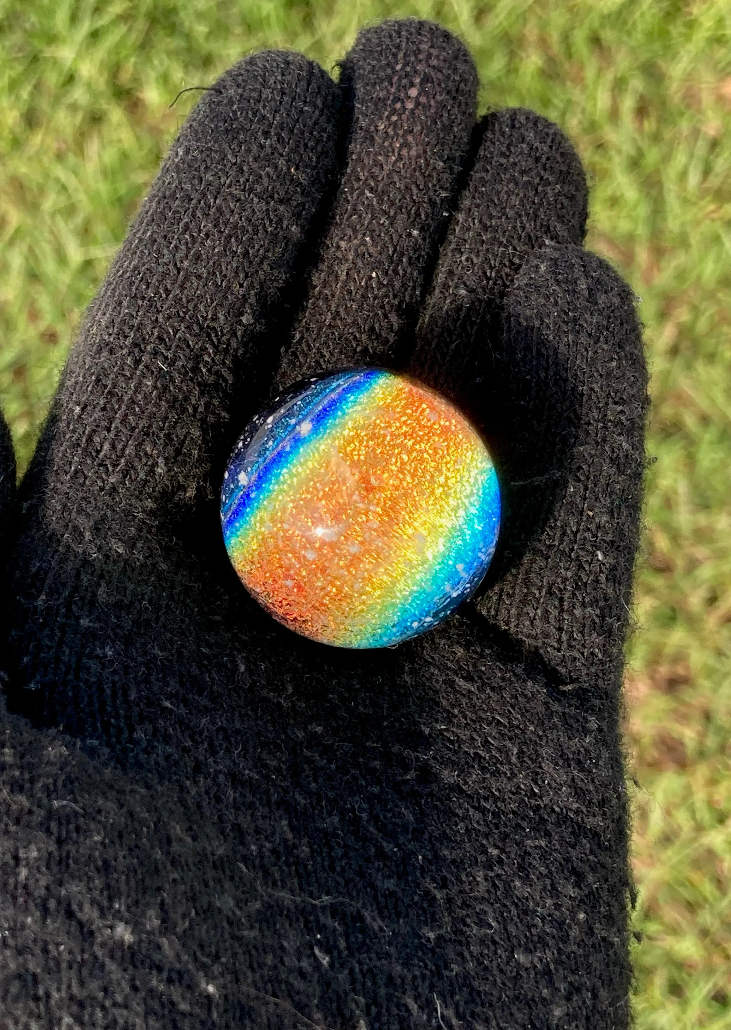 Dichroic Rainbow Marble with Cremains