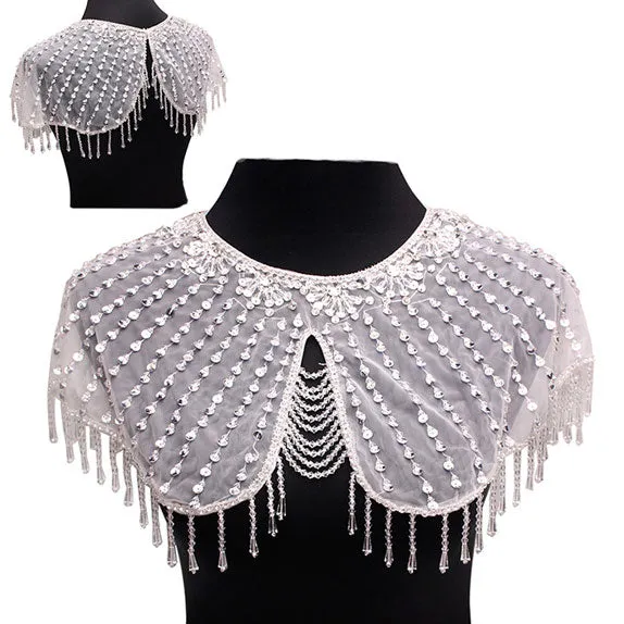 Draped Crystal Embellished Wedding Collar Shawl