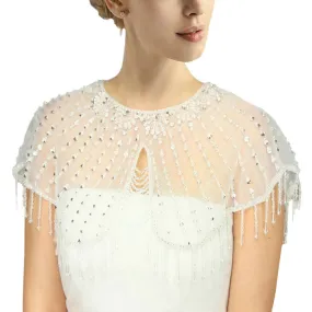 Draped Crystal Embellished Wedding Collar Shawl