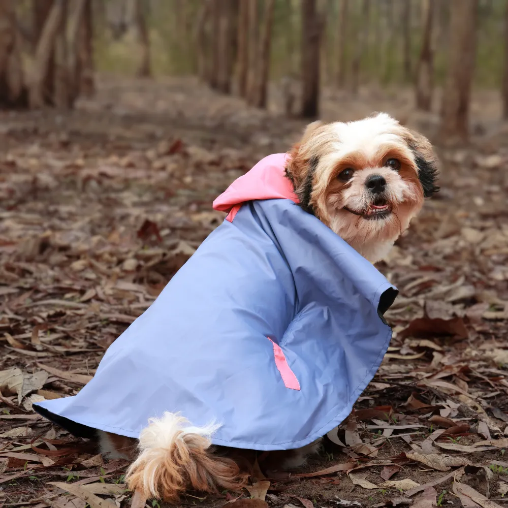 Dual Colour Cape Dog Raincoat Cornflower Blue