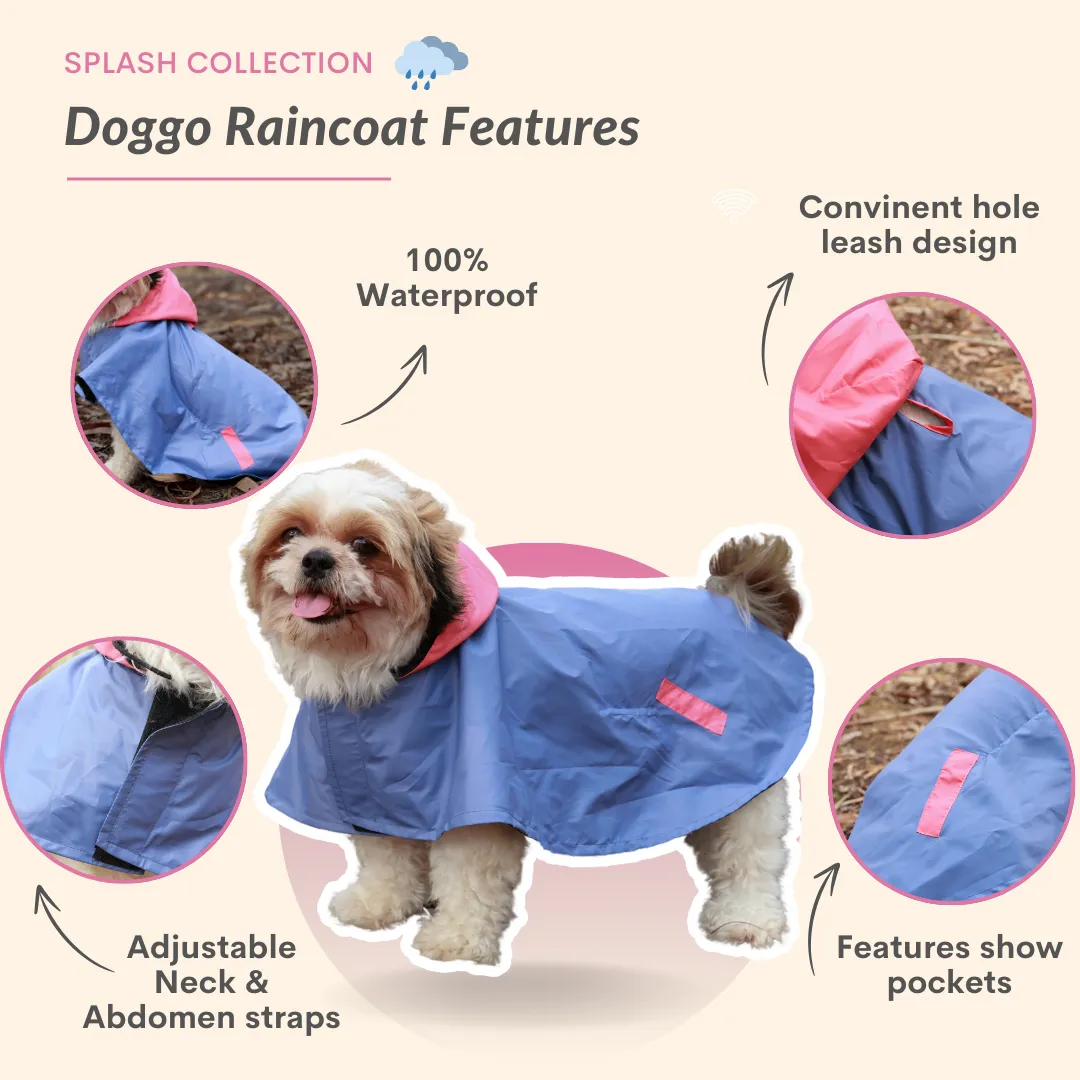 Dual Colour Cape Dog Raincoat Cornflower Blue