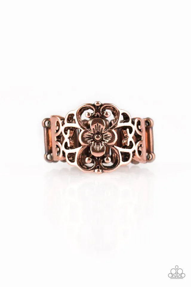 Fanciful Flower Gardens Copper Ring - Paparazzi Accessories