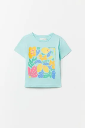 Floral Print T-Shirt - Blue