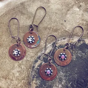 floret // flame kissed copper and swarovski beaded flower earrings