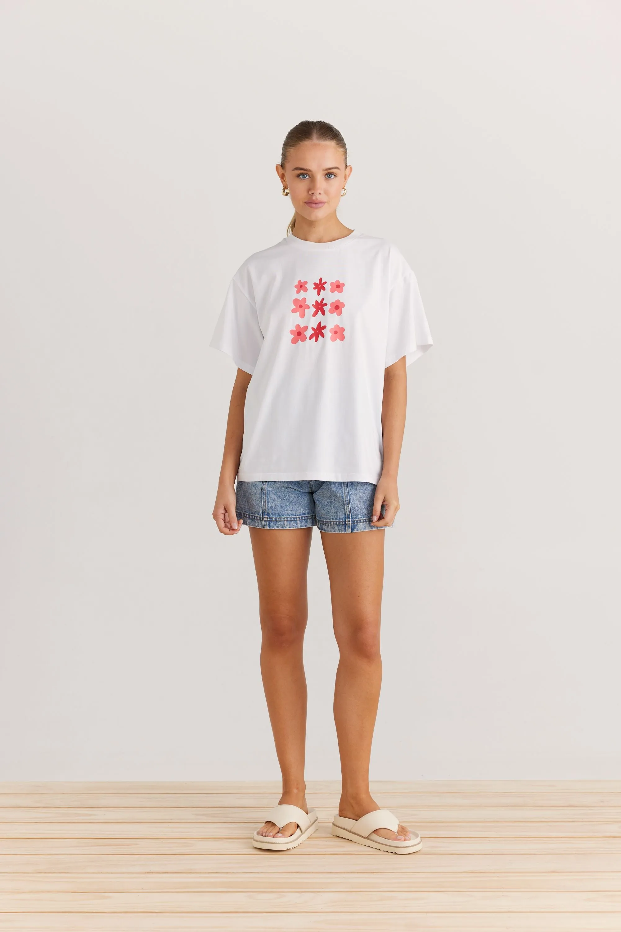 Flower Garden Boxy Tee (White)