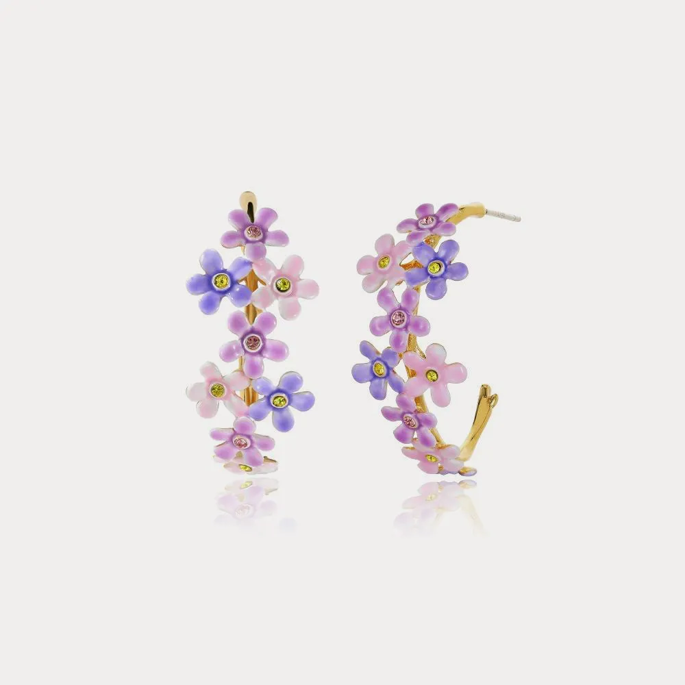 Forget-Me-Not Flowers Cuff Earrings