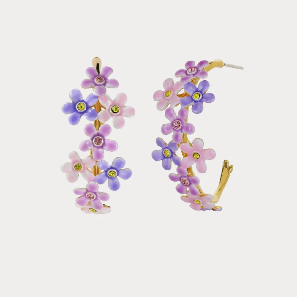 Forget-Me-Not Flowers Cuff Earrings