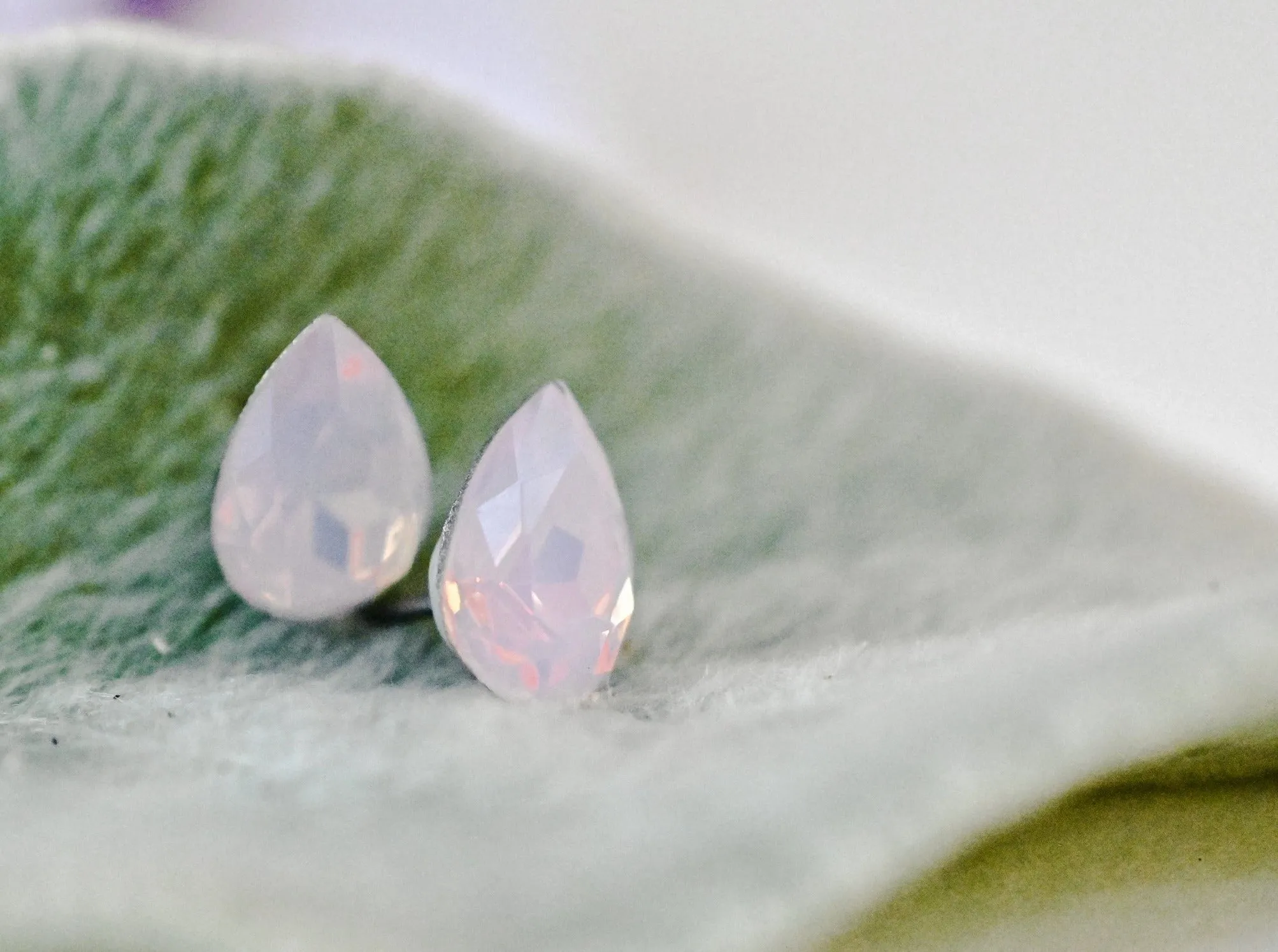 Gemstone Studs - Pink Opaline Swarovski