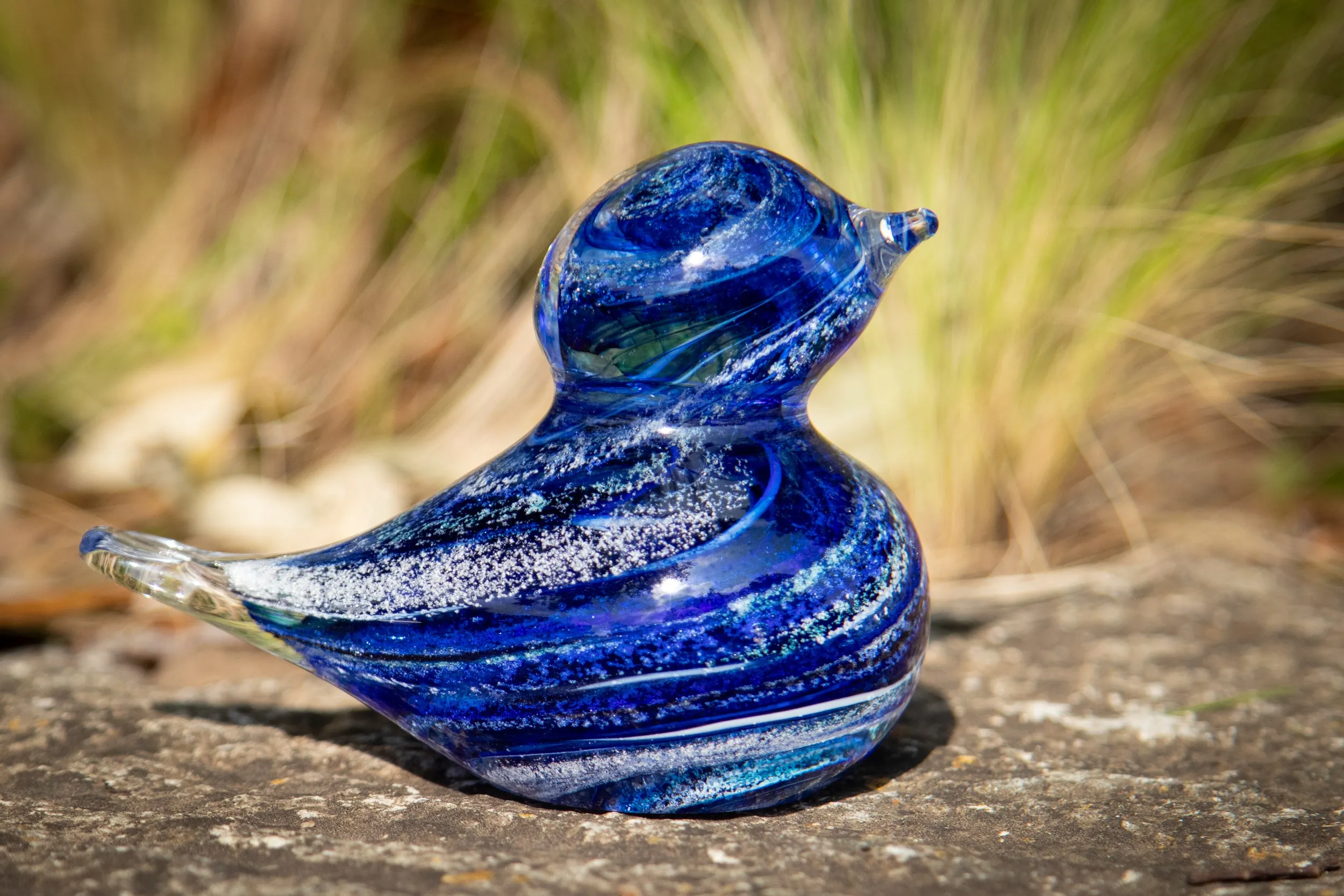 Glass Bluebird with Cremation Ash