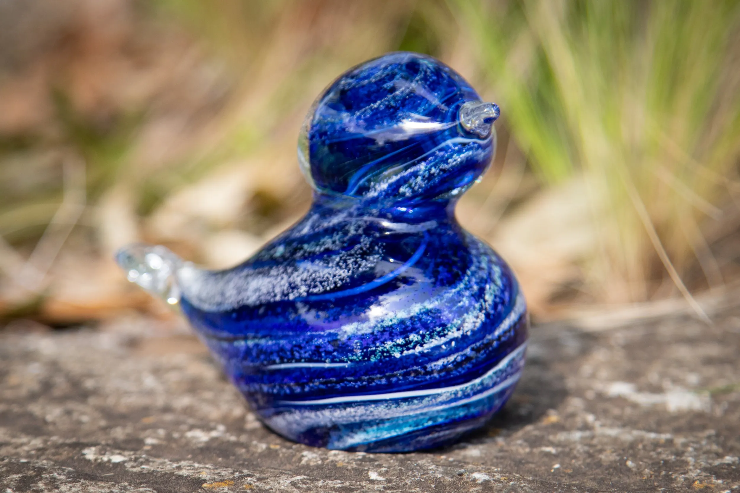 Glass Bluebird with Cremation Ash