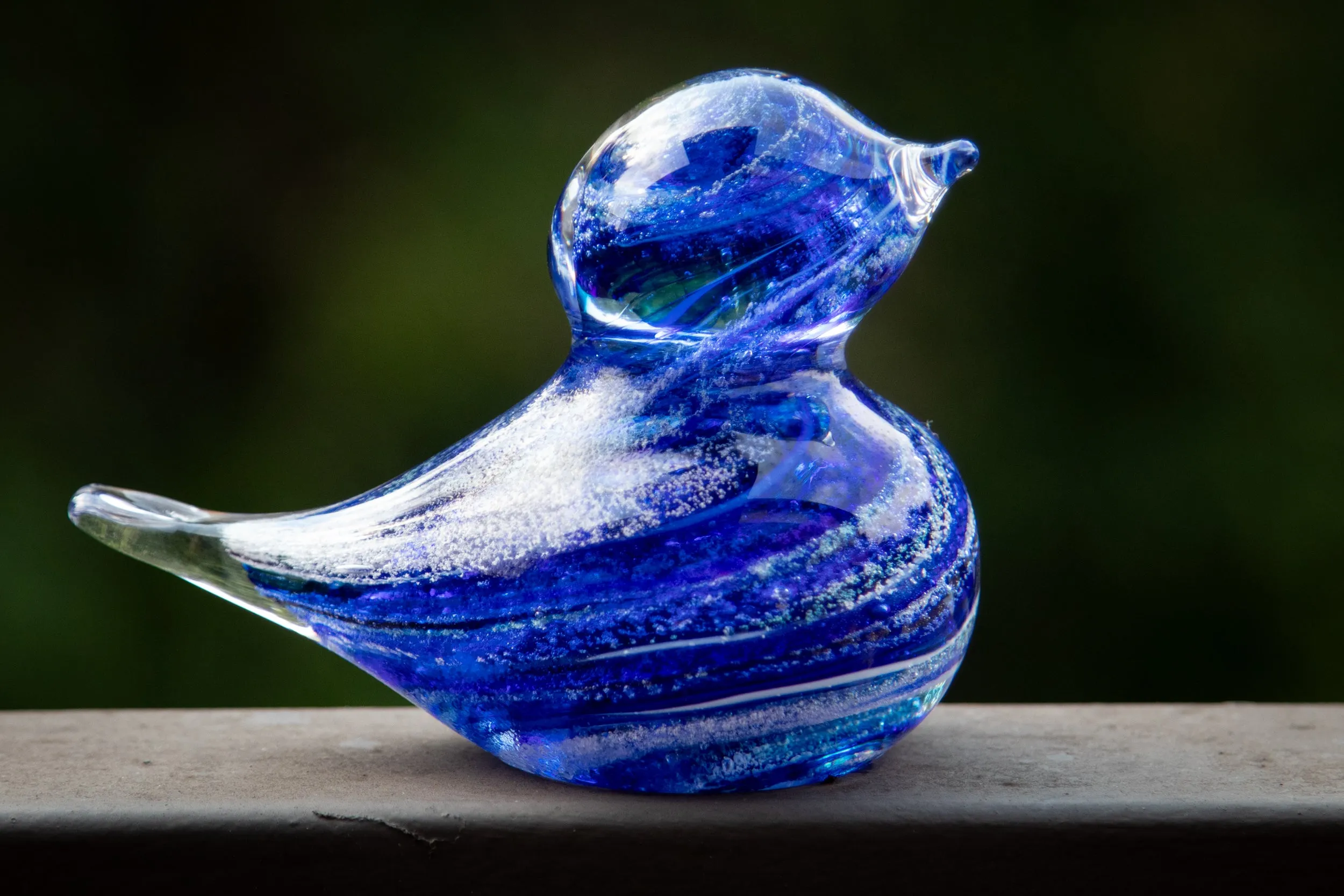 Glass Bluebird with Cremation Ash