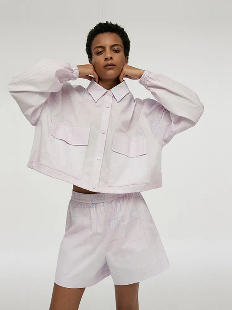 GOELIA X CHRISTINE PHUNG Crop Jacket And Shorts Two-Piece Set