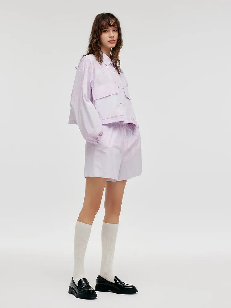 GOELIA X CHRISTINE PHUNG Crop Jacket And Shorts Two-Piece Set