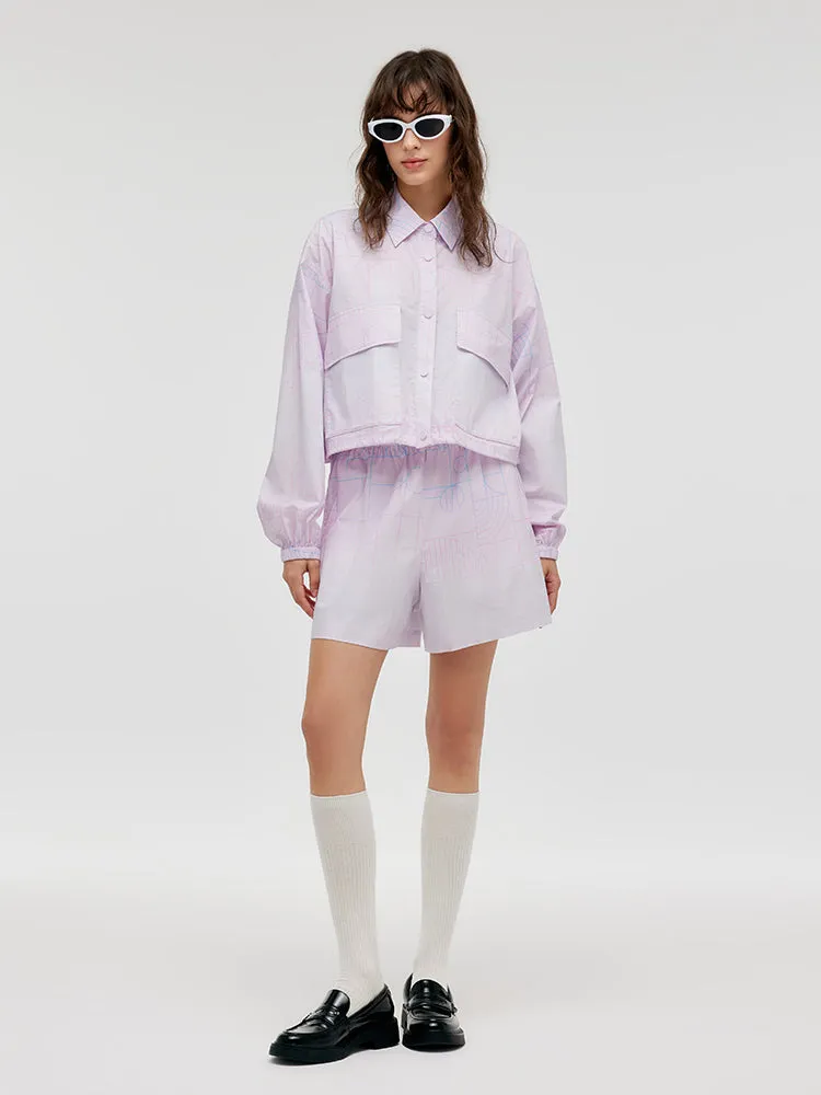 GOELIA X CHRISTINE PHUNG Crop Jacket And Shorts Two-Piece Set