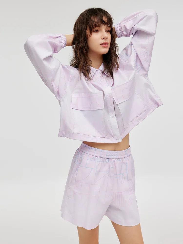 GOELIA X CHRISTINE PHUNG Crop Jacket And Shorts Two-Piece Set