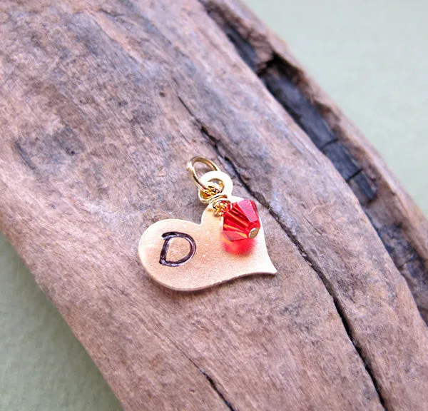 Gold Heart Charm with Birthstone