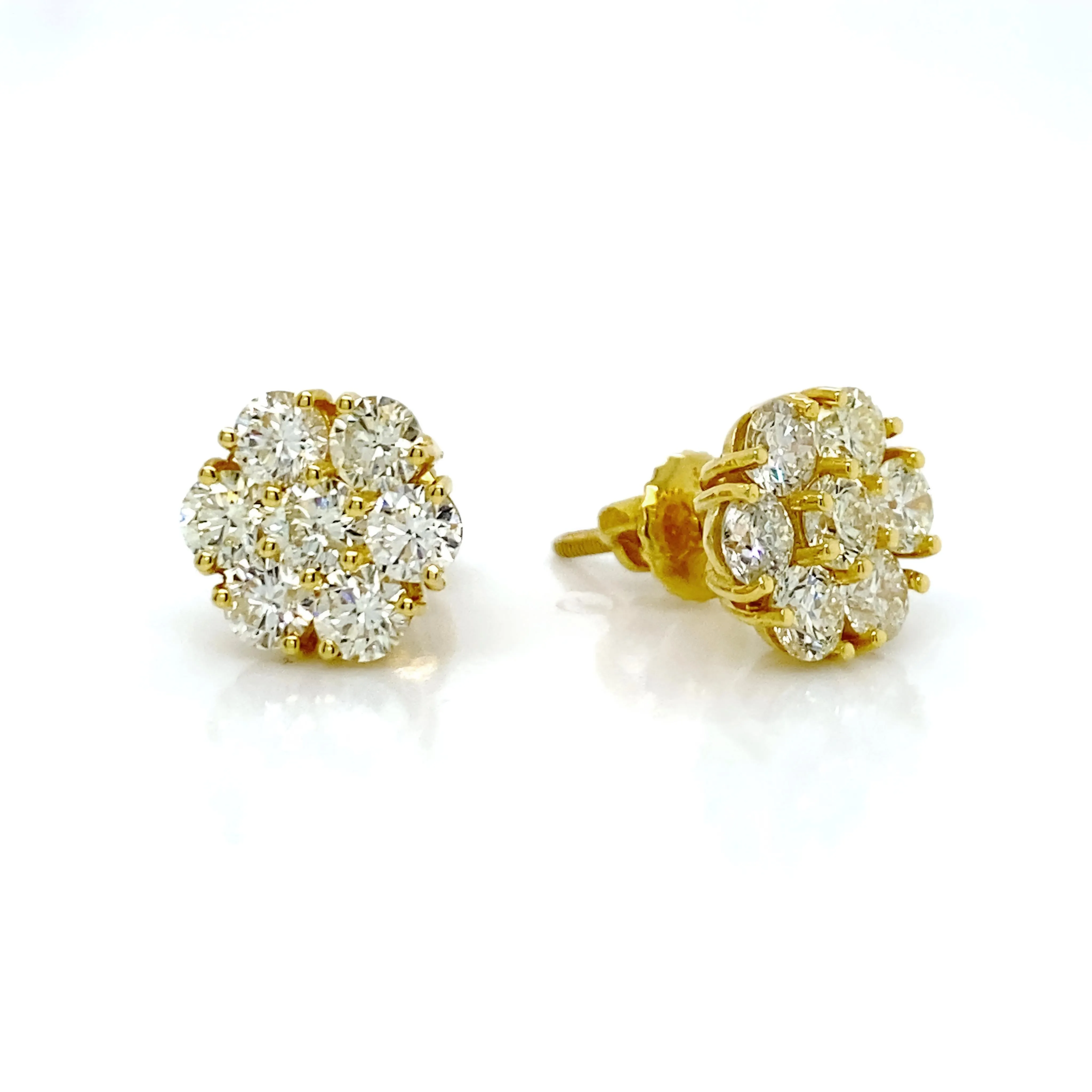 Gold Plated Surgical Steel Color CZ Flower Stud Earrings