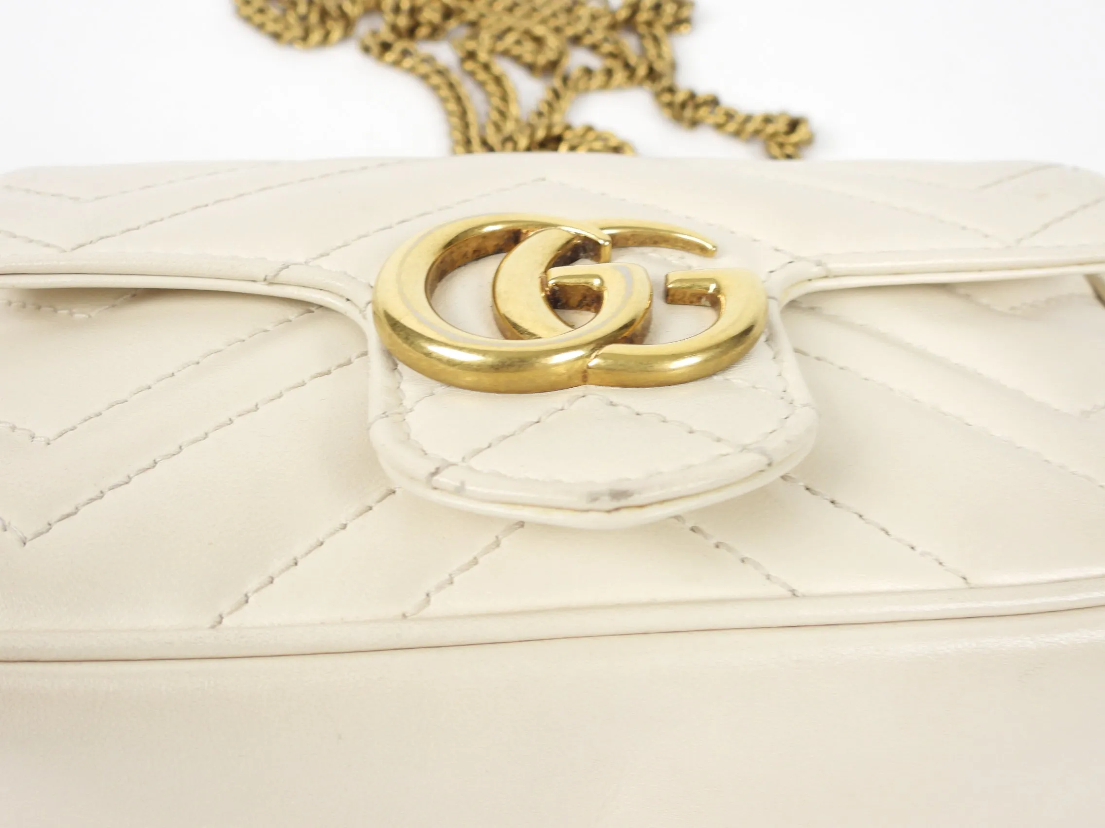 Gucci Ivory Super Mini Matelasse Marmont Bag