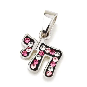 Hay Pendant With Pink&White Gem Stones   Sterling Silver Chain