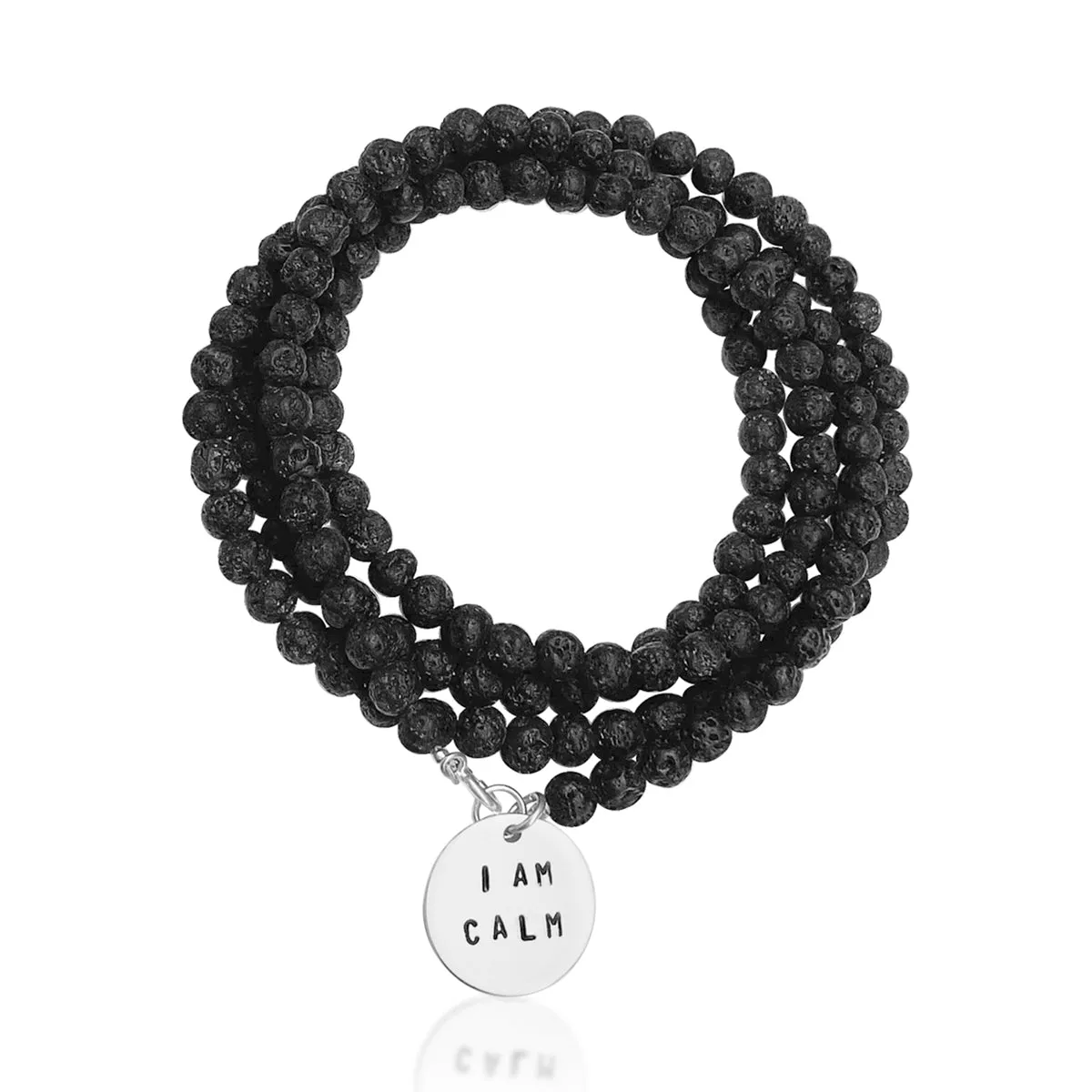 I am Calm Affirmation Wrap Bracelet with Lava Stone