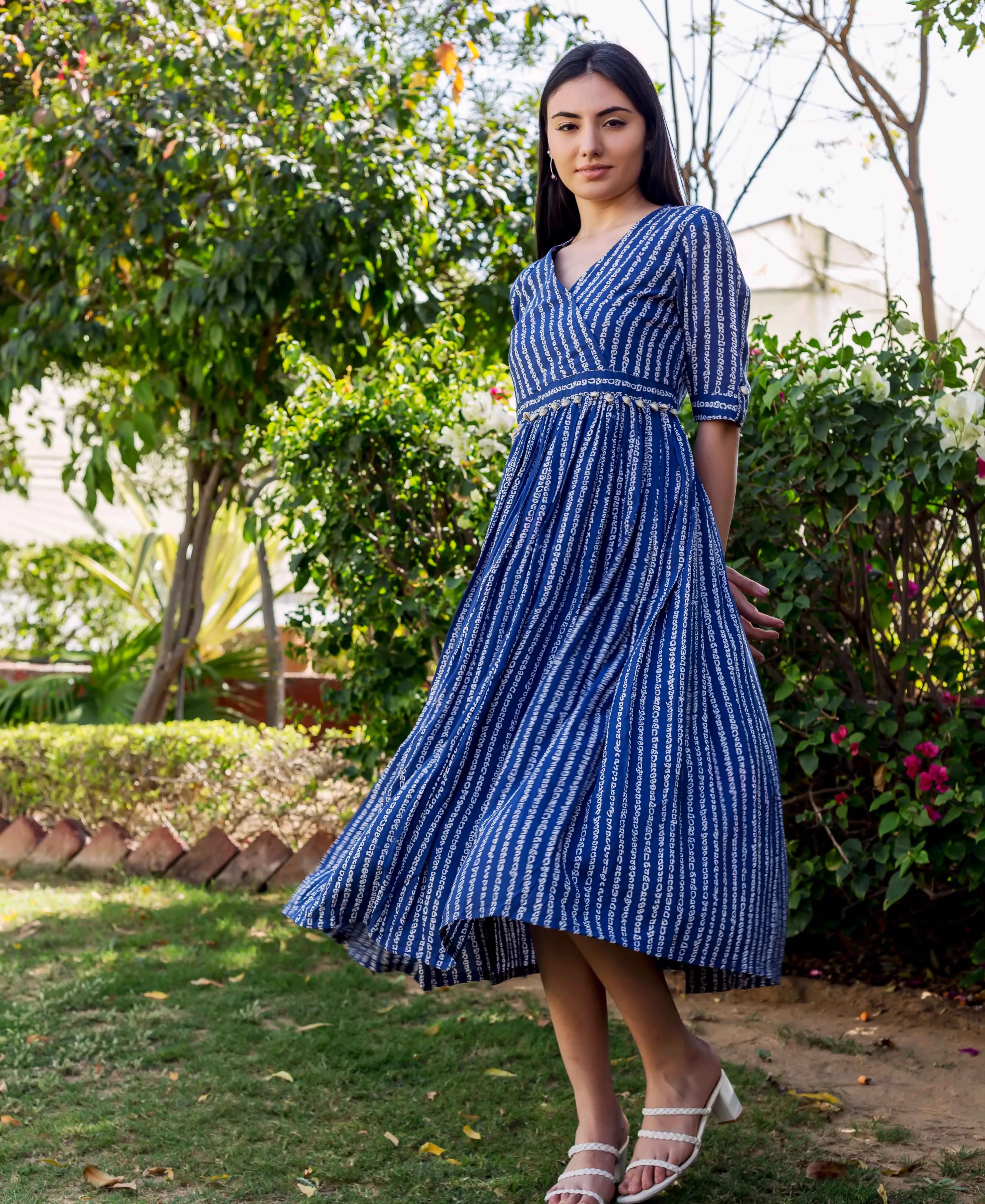 Indigo Bandhej Printed Dress