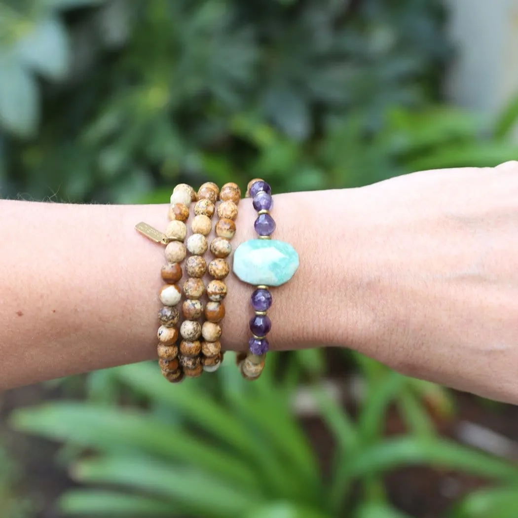 Jasper and Amethyst Mala Bracelet