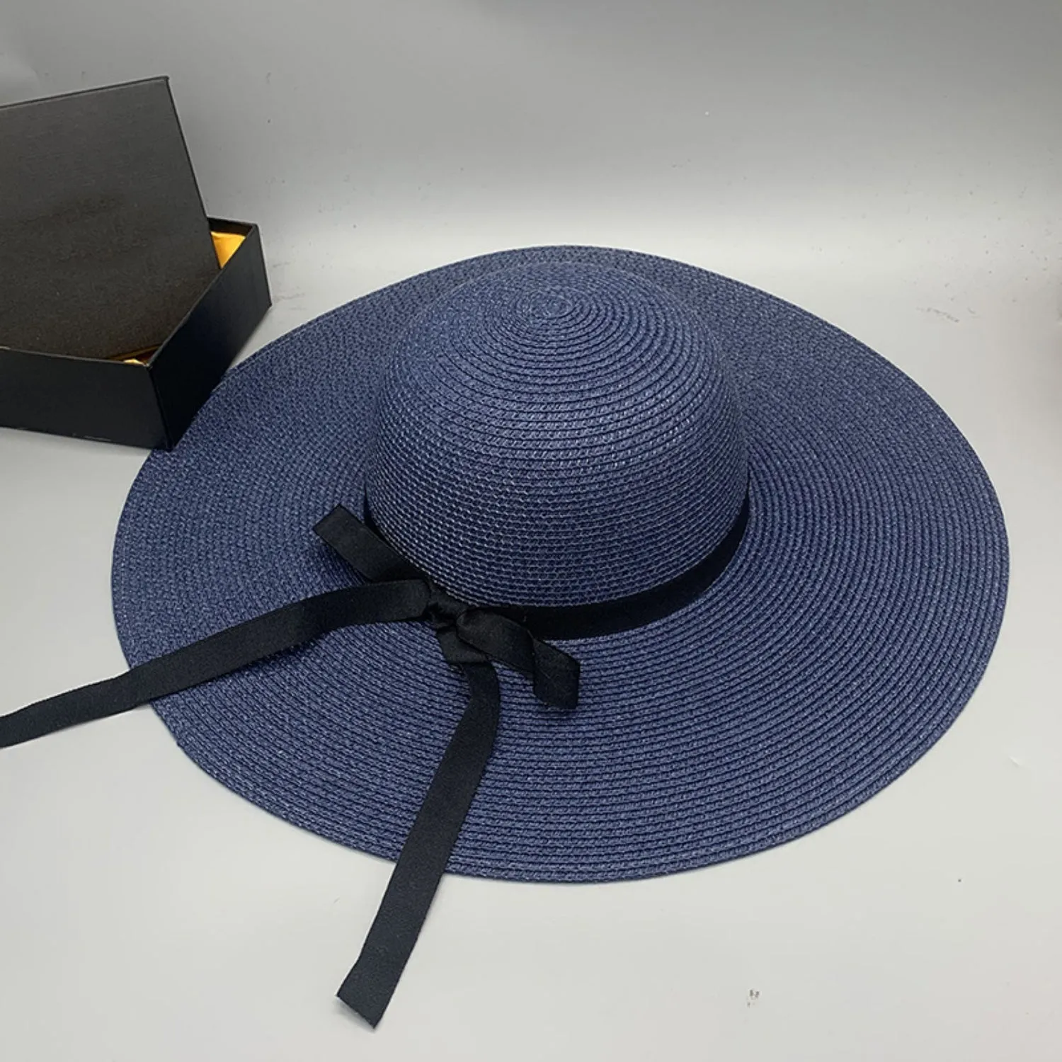 Julia Bow Paper Braided Wide Brim Hat