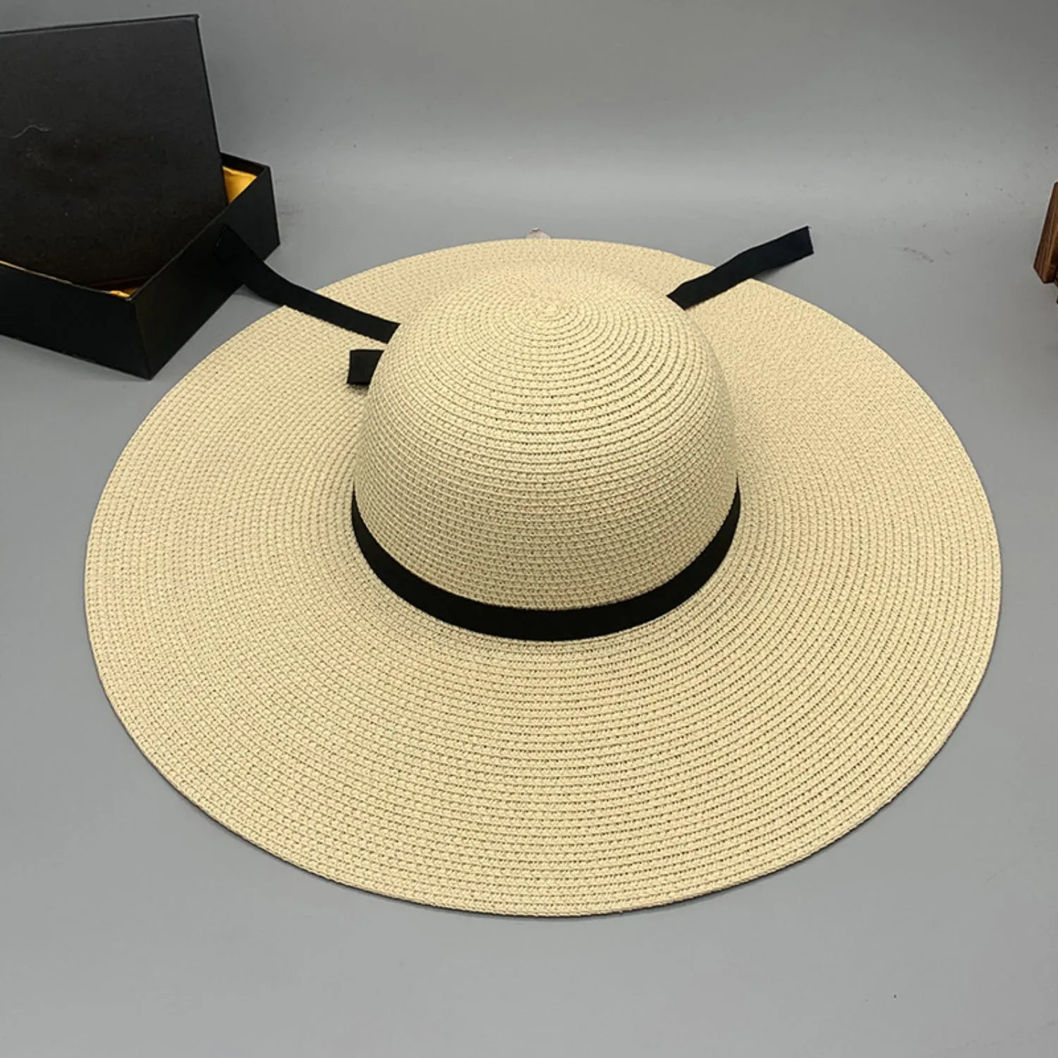 Julia Bow Paper Braided Wide Brim Hat