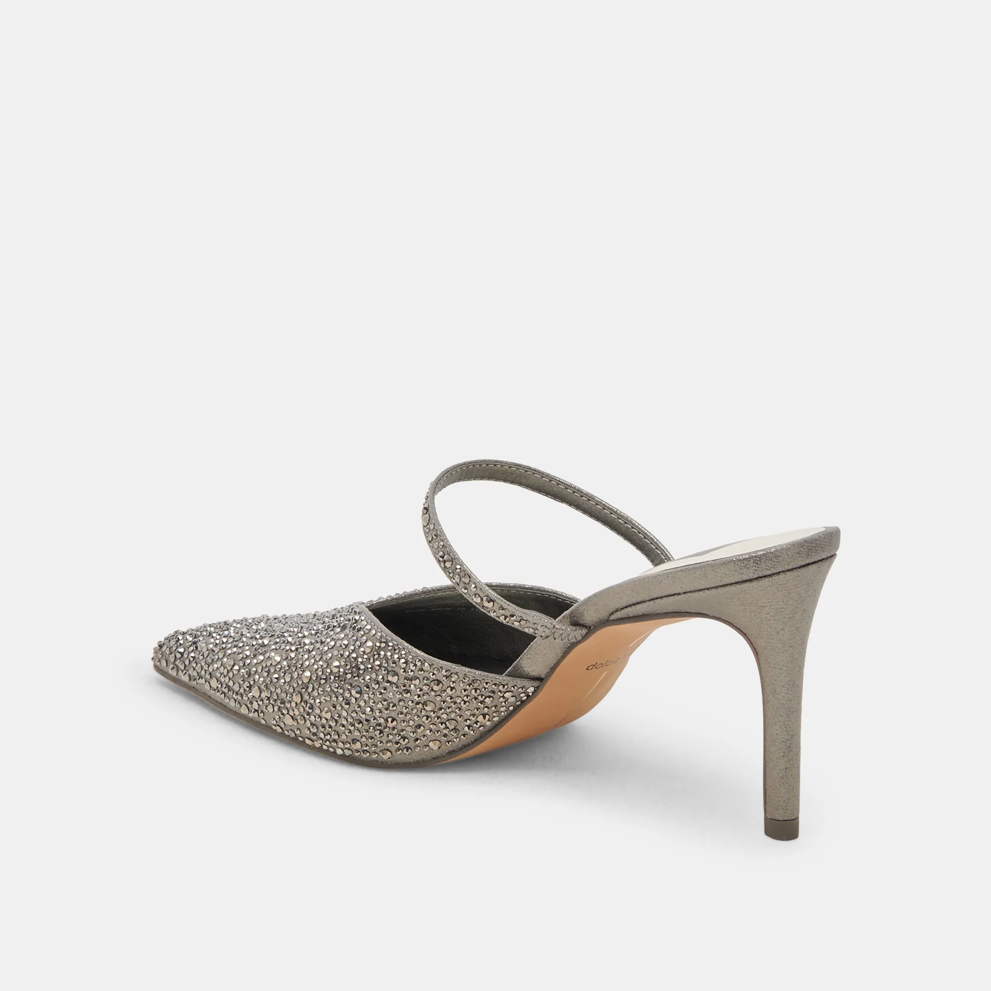 KANIKA CRYSTAL HEELS GUNMETAL FABRIC