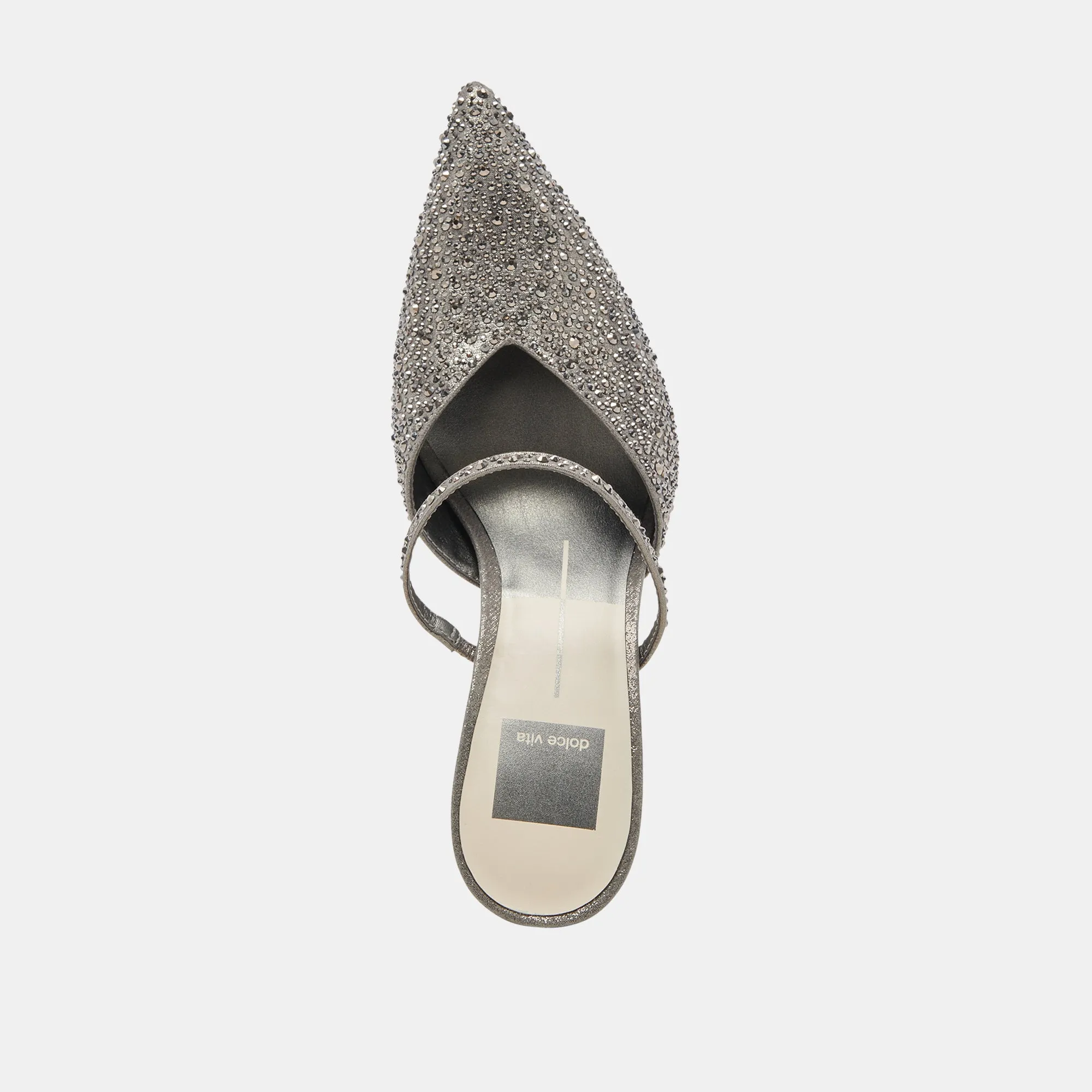 KANIKA CRYSTAL HEELS GUNMETAL FABRIC