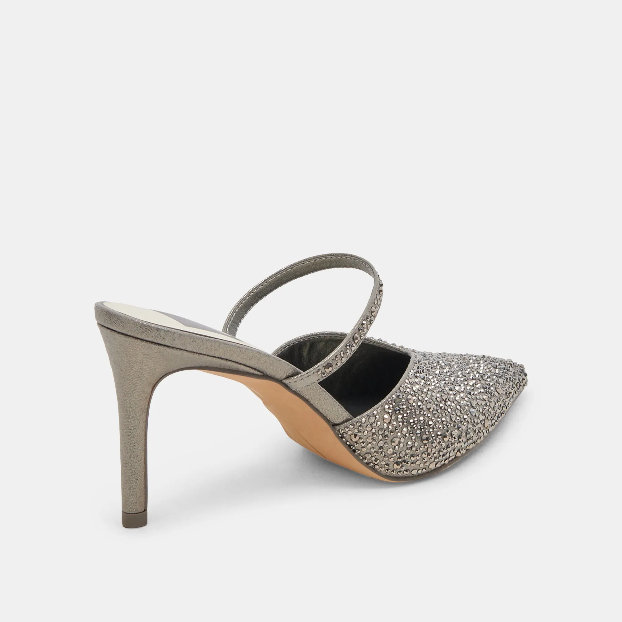 KANIKA CRYSTAL HEELS GUNMETAL FABRIC