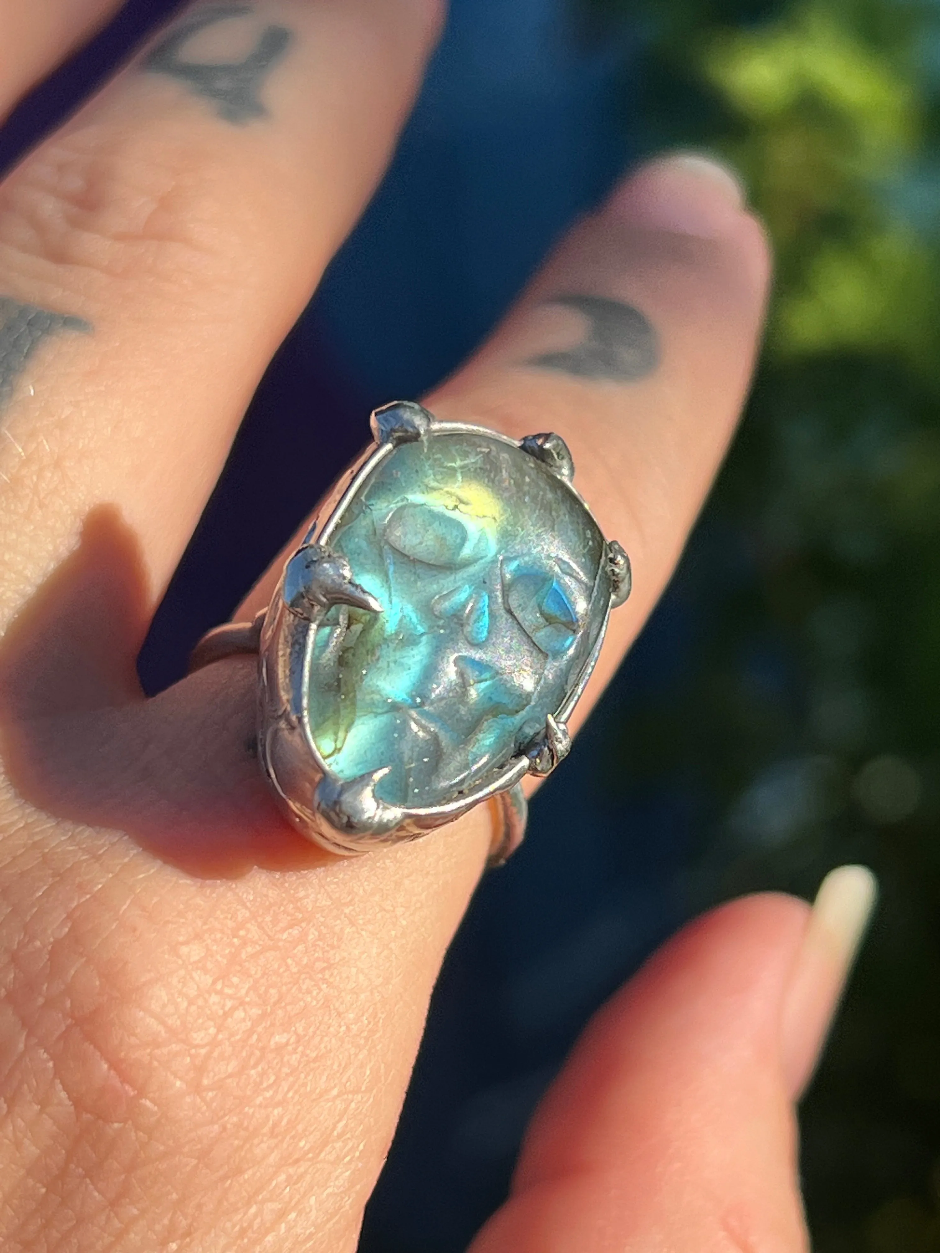 Labradorite skull ring size 6.5