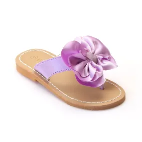 L'Amour Girls Lilac Satin Bow Sandals