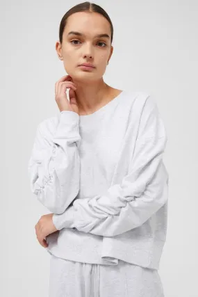 Lana Crop Sleeve Detail Grey Marle Sweat