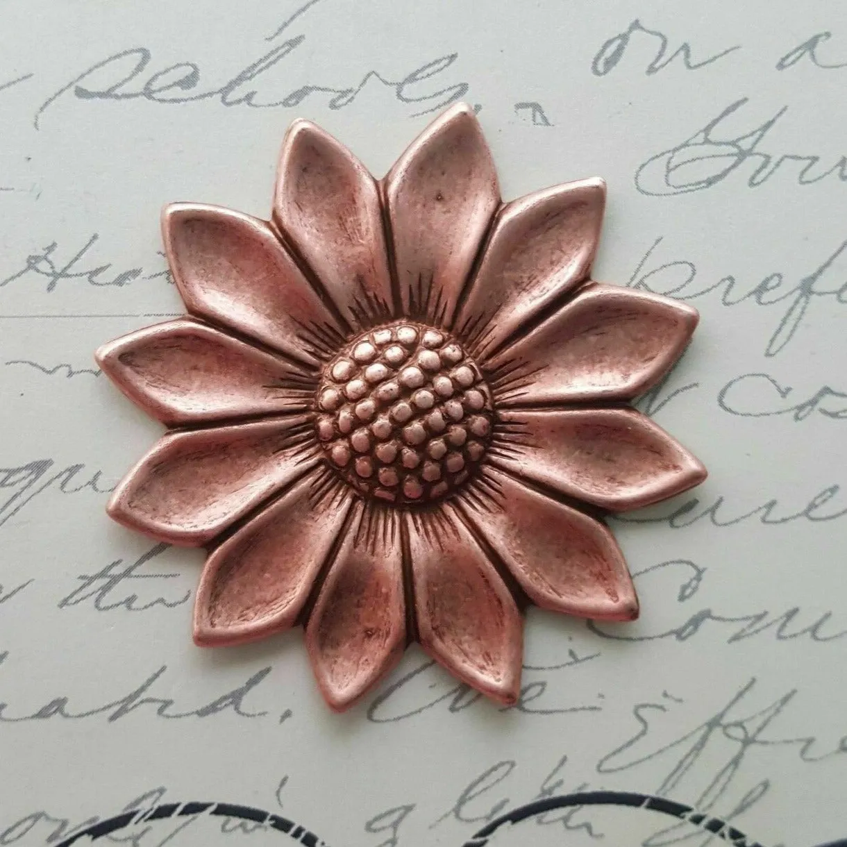 Large Brass Sunflower Stamping - 0883S.